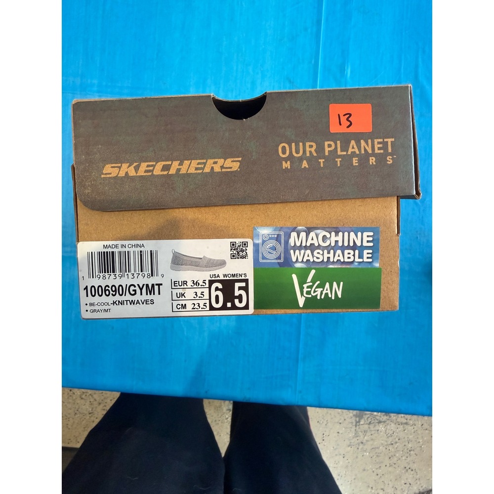 Skechers Be-Cool Knitwaves Gray Multi Vegan Slip On Shoes 100690/GYMT Womens 6.5